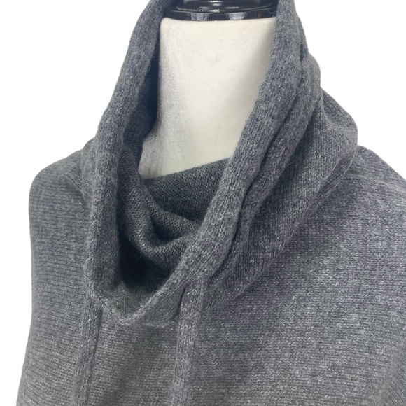 JERSEY by JACOB Womens Cowl Neck Sweater with Drawstring Grey Size Small - Picture 3 of 11